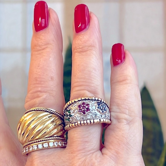 14k gold sapphire ruby, an emerald ring - Picture 5 of 13